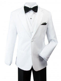 Boys Tuxedo Black And White 2 Buttons With Bowtie 5 Pcs Set Size 2-20 BY-031