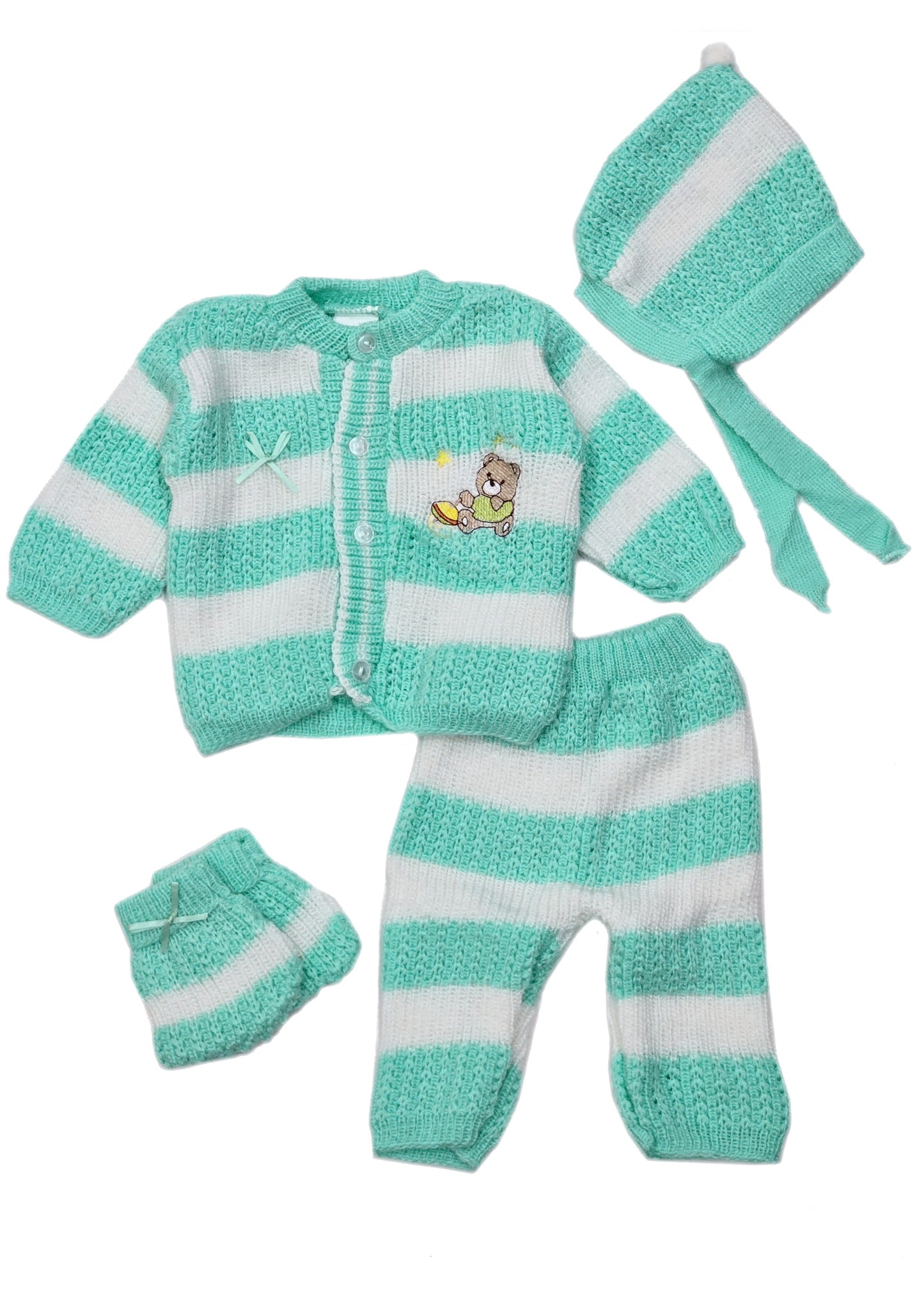 Wholesale Newborn Crochet Outfit 4 Piece Set with Embroidery