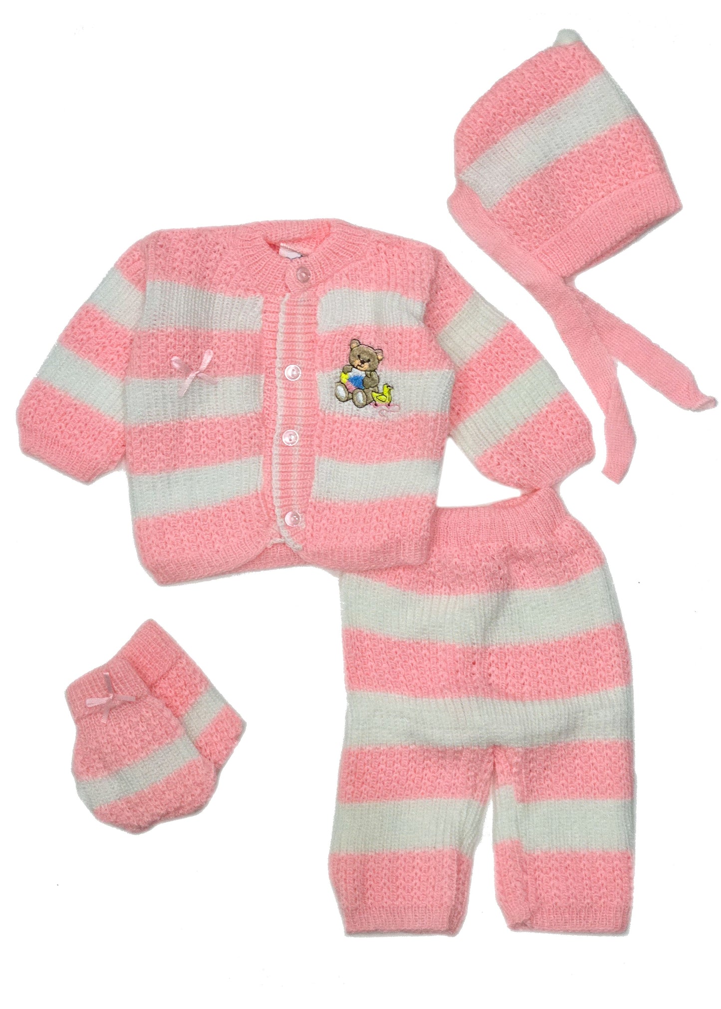 Wholesale Newborn Crochet Outfit 4 Piece Set with Embroidery