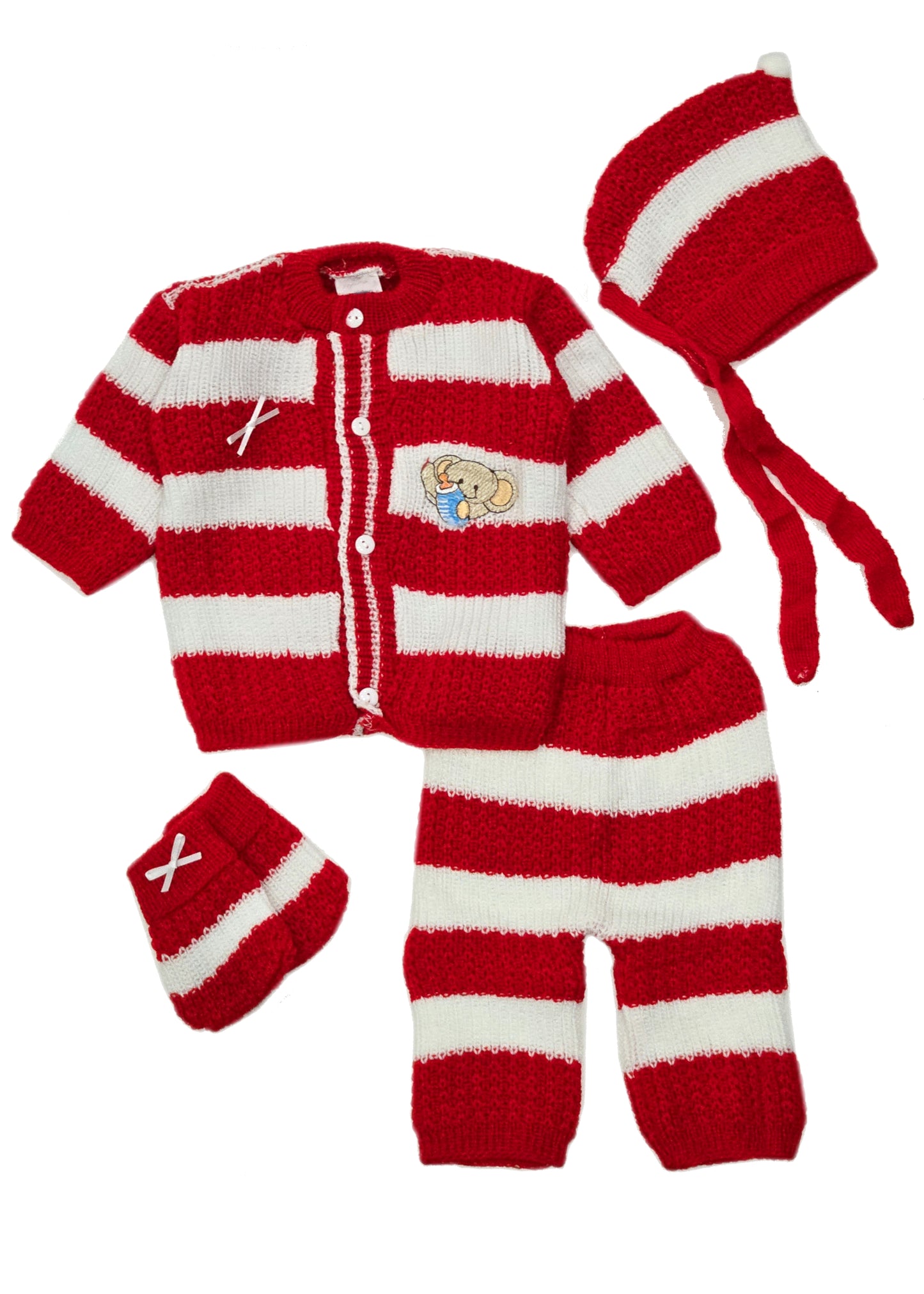 Wholesale Newborn Crochet Outfit 4 Piece Set with Embroidery