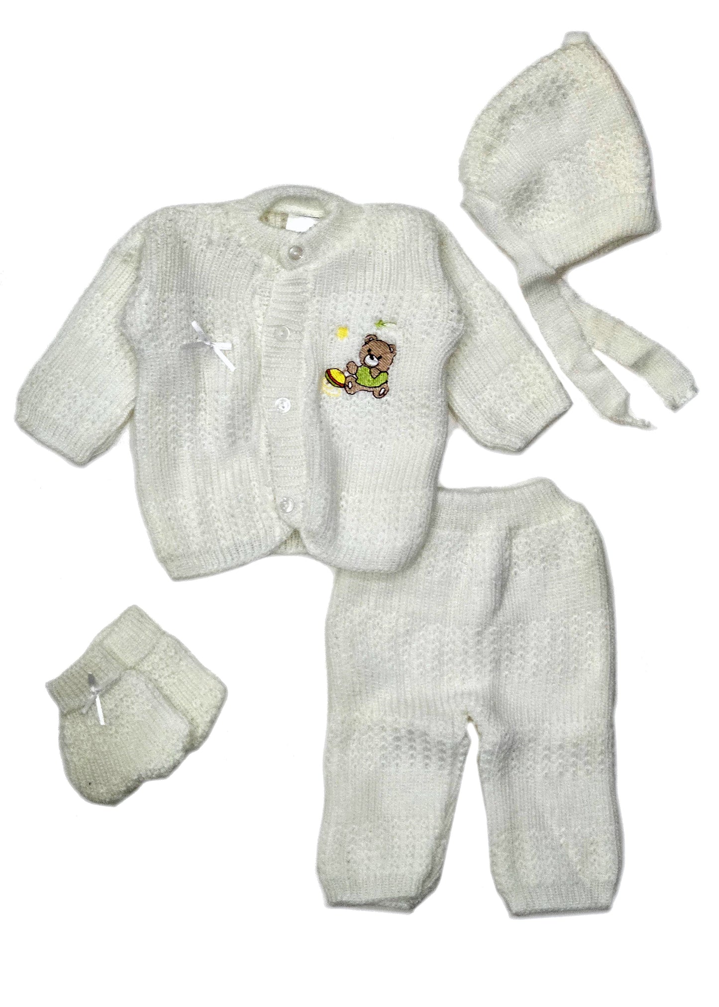 Wholesale Newborn Crochet Outfit 4 Piece Set with Embroidery