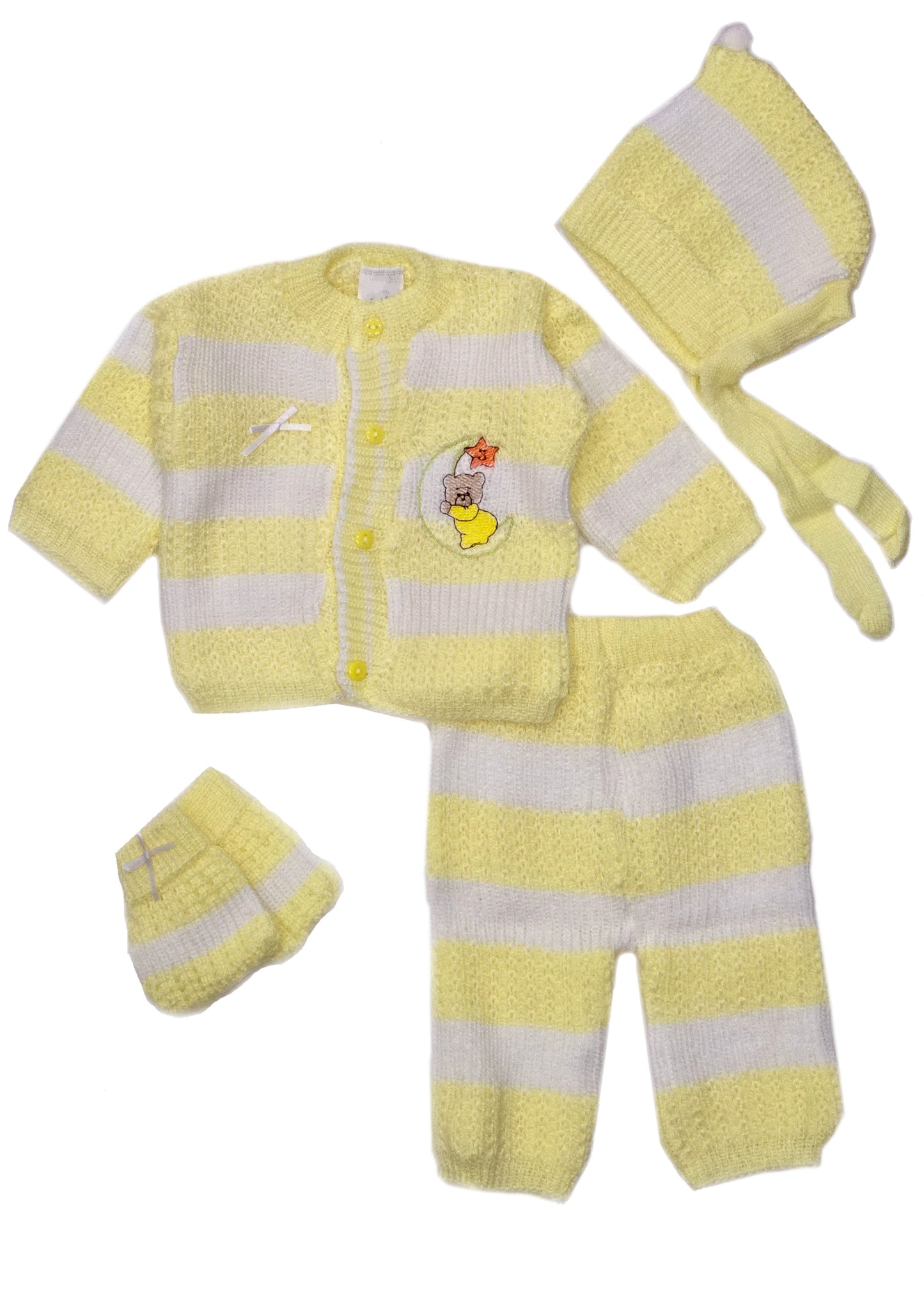 Wholesale Newborn Crochet Outfit 4 Piece Set with Embroidery