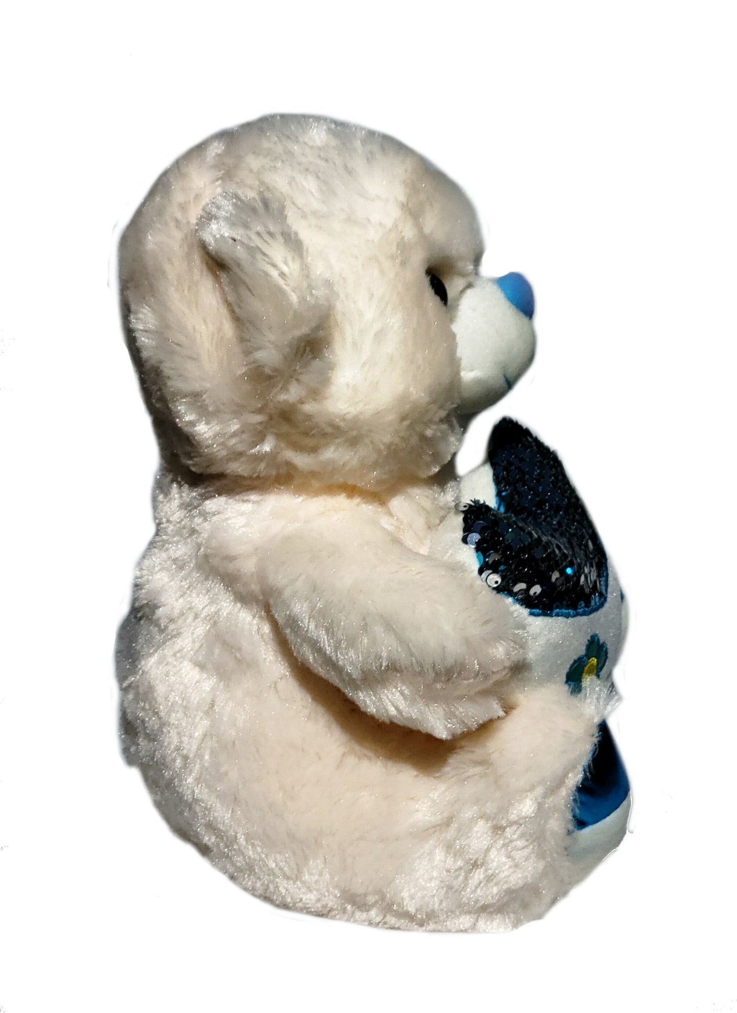 Bear Holding Love Sequin Heart and Flower Embroidery 11 Inches Valentine's Day Gift & Home Decor