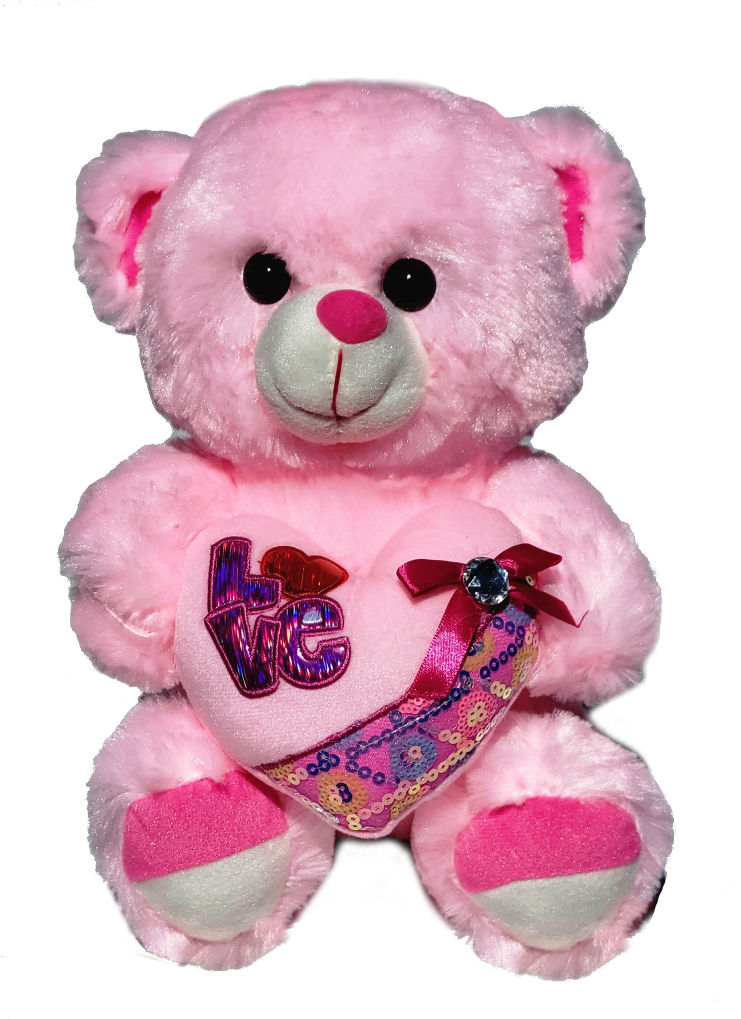 Bear Holding Love Heart with Rhinestone Bow 11 Inches Valentine's Day Gift & Home Decor