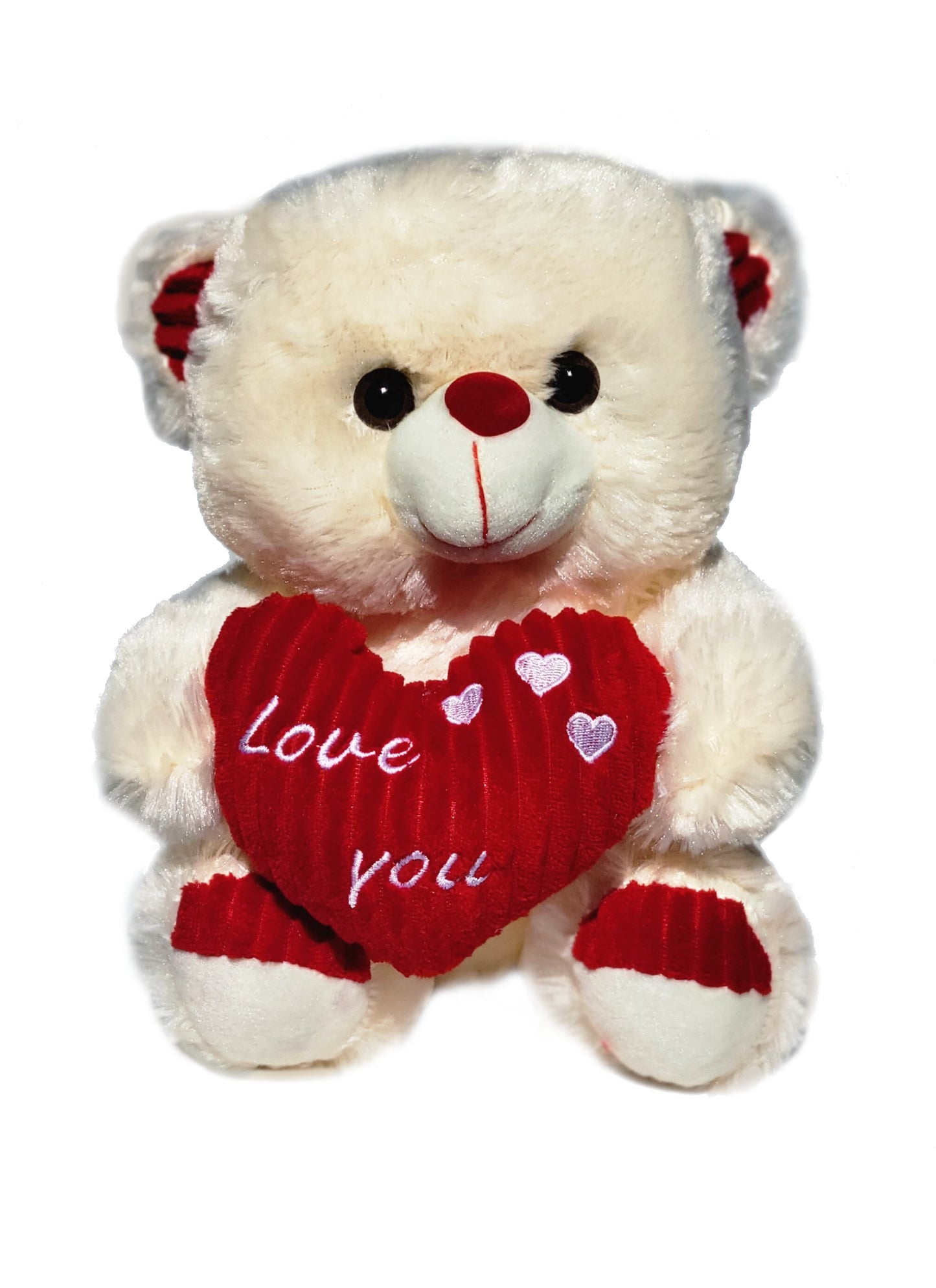 Bear Holding Red Corduroy Love You Heart 12 Inches Valentine's Day Gift & Home Decor