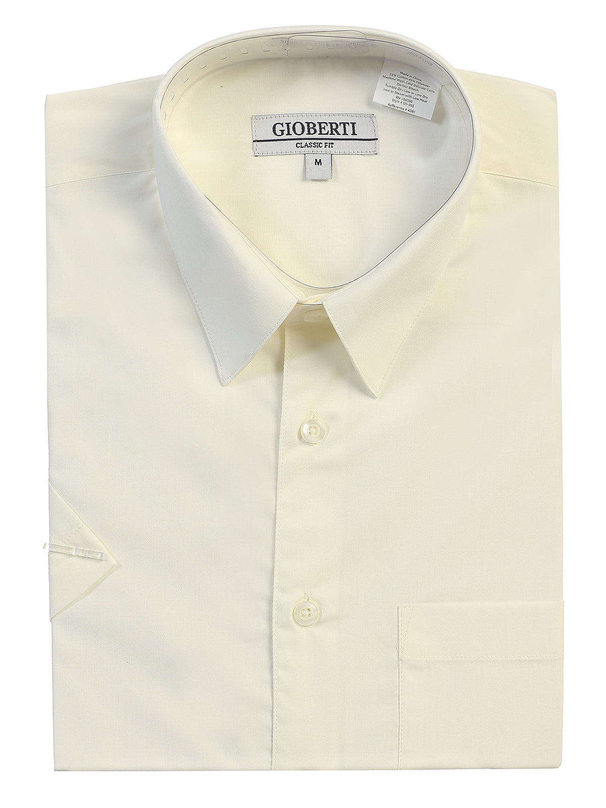Gioberti Men's Short Sleeve Solid Dress Shirt with Solid Tie, Ivory b1 wholesaler Gioberti Men's Short Sleeve Solid Dress Shirt with Solid Tie, Ivory b1 wholesaler