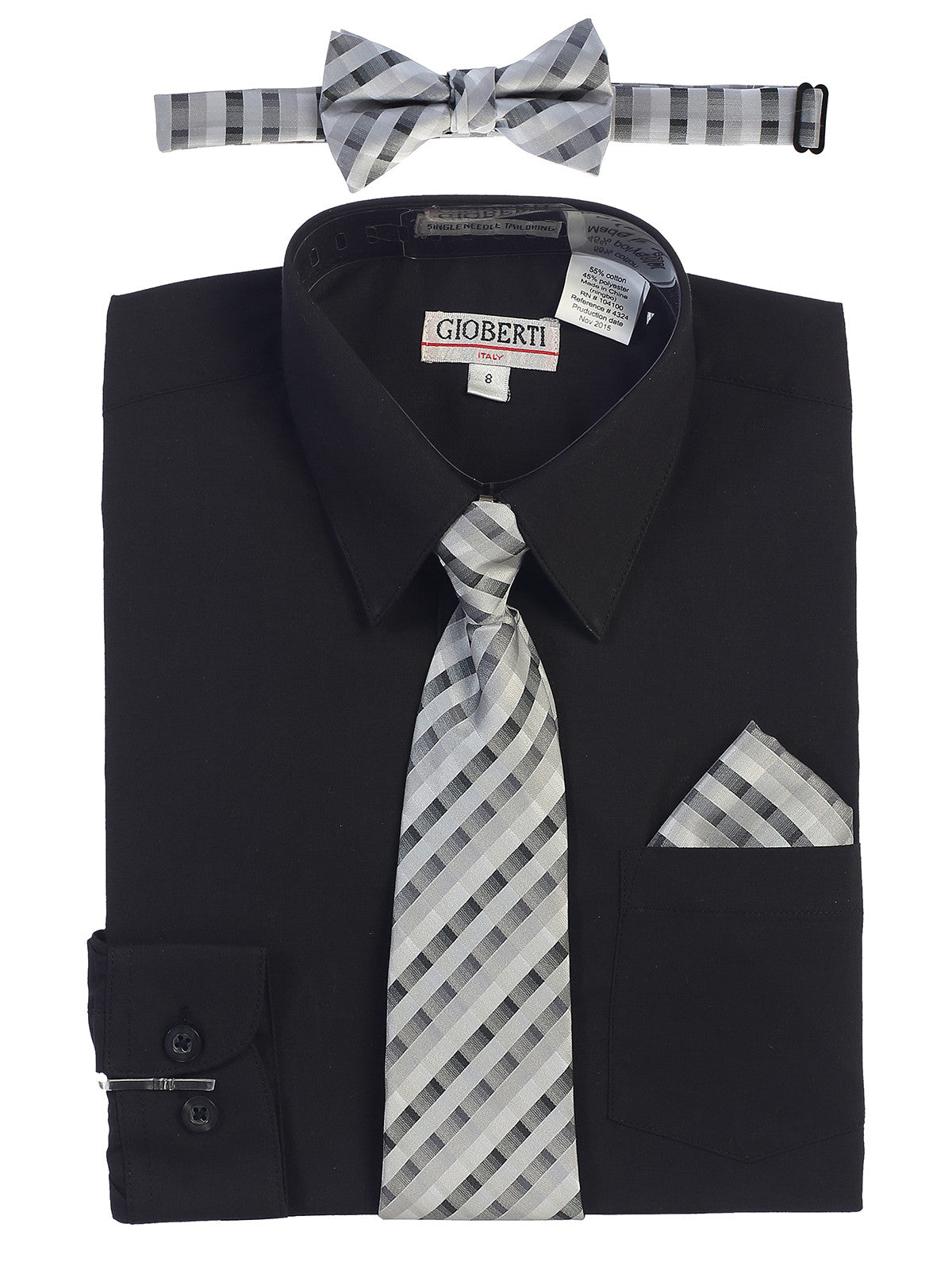 Boy's Long Sleeve Dress Shirt and Tie Set