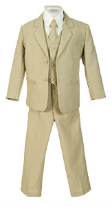 Boys Suit 5-Piece Solid Set With Shirt And Vest 100% Polyester Size 8-20 RFL-BY-013