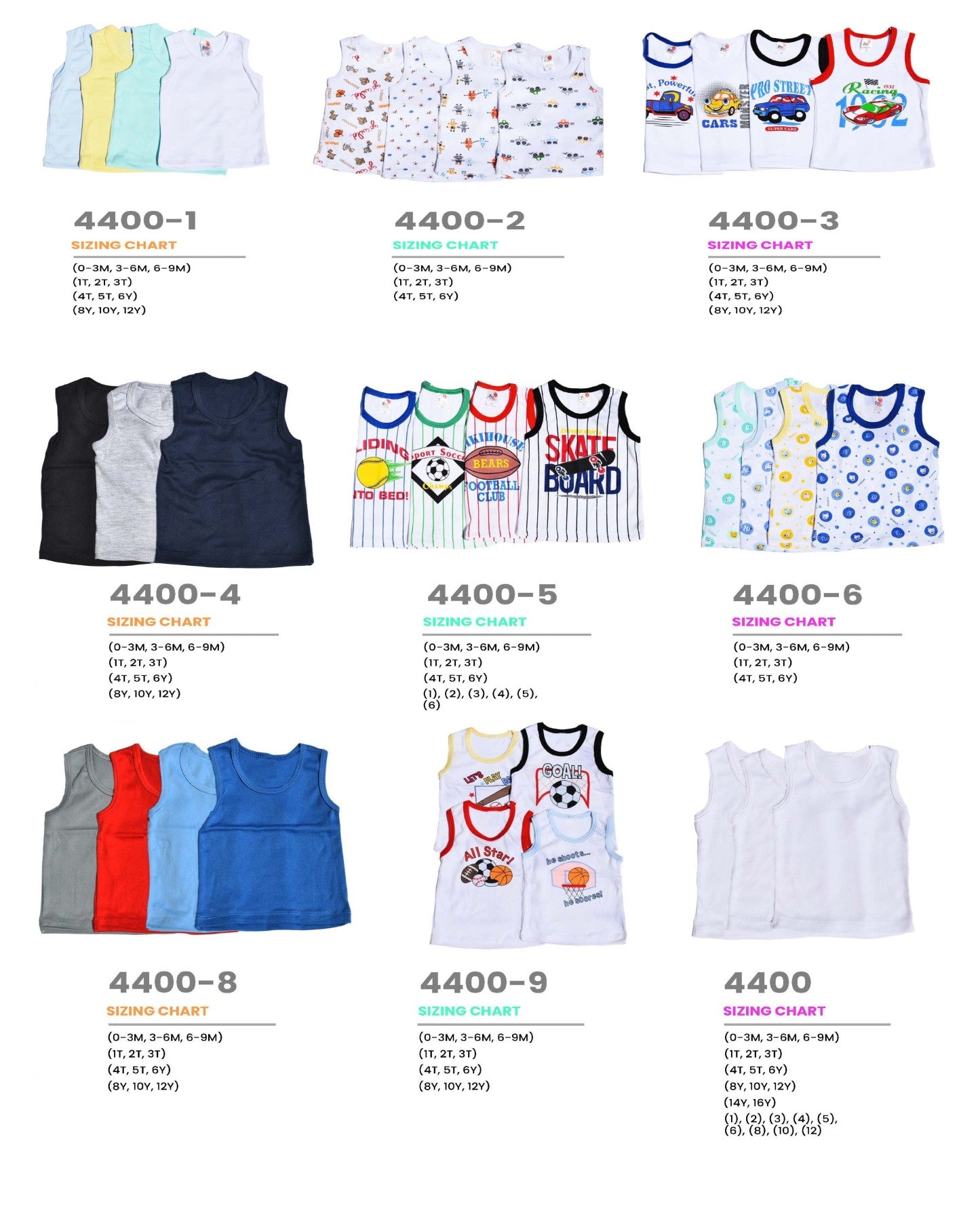 Boys Undershirt Cotton Tank Top Sleeveless 100% Cotton-KC 4400