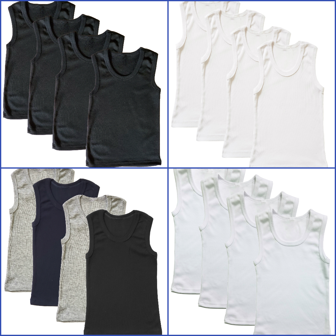 Boys Undershirt Cotton Tank Top Sleeveless 100% Cotton-KC 4400