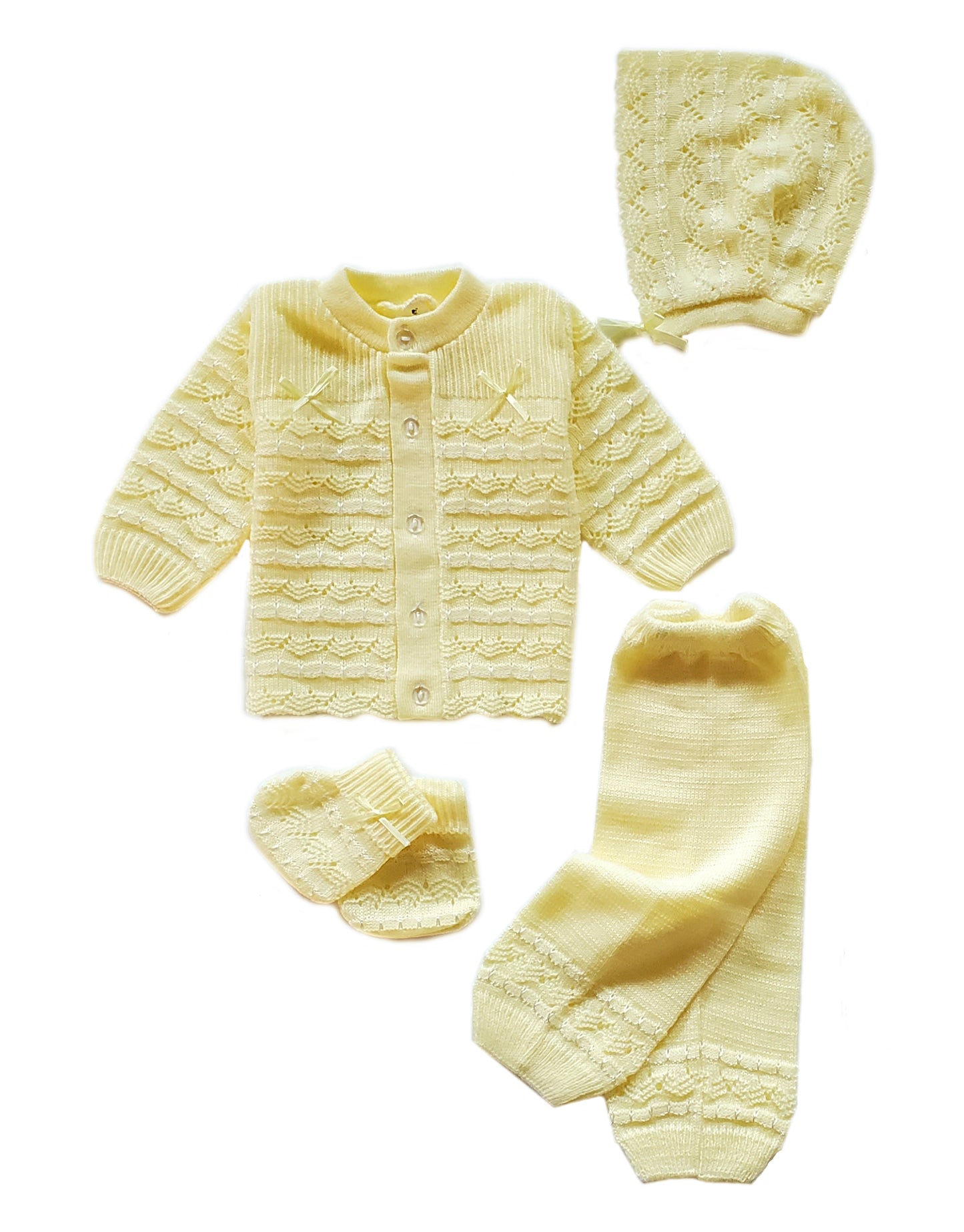 Wholesale Crystal Crochet 4 Piece Cardigan Outfit Set
