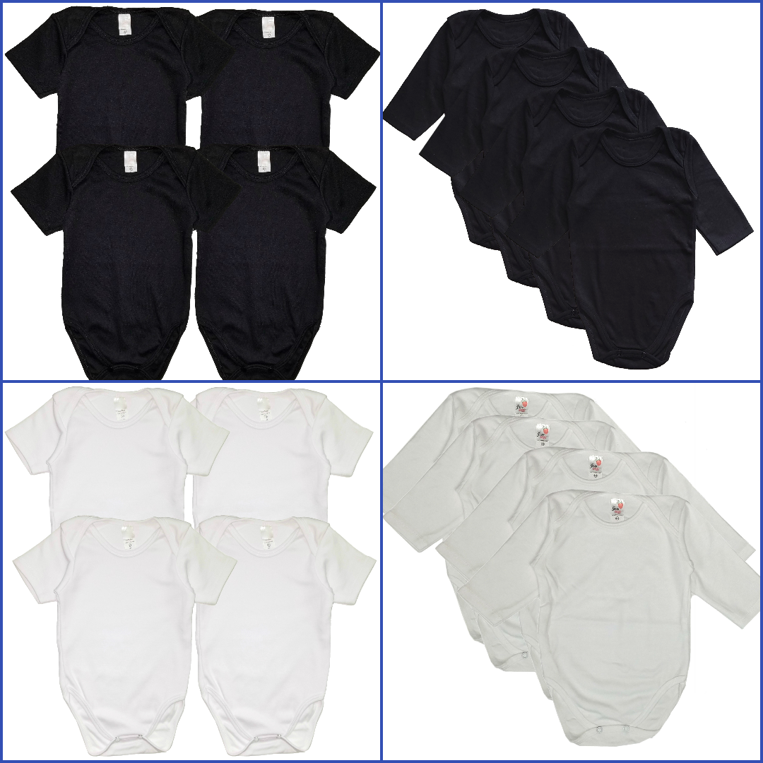 Newborn Short Sleeve Bodysuits Solid Plain Blank Cotton Size 0-24 Mont KC-4419S