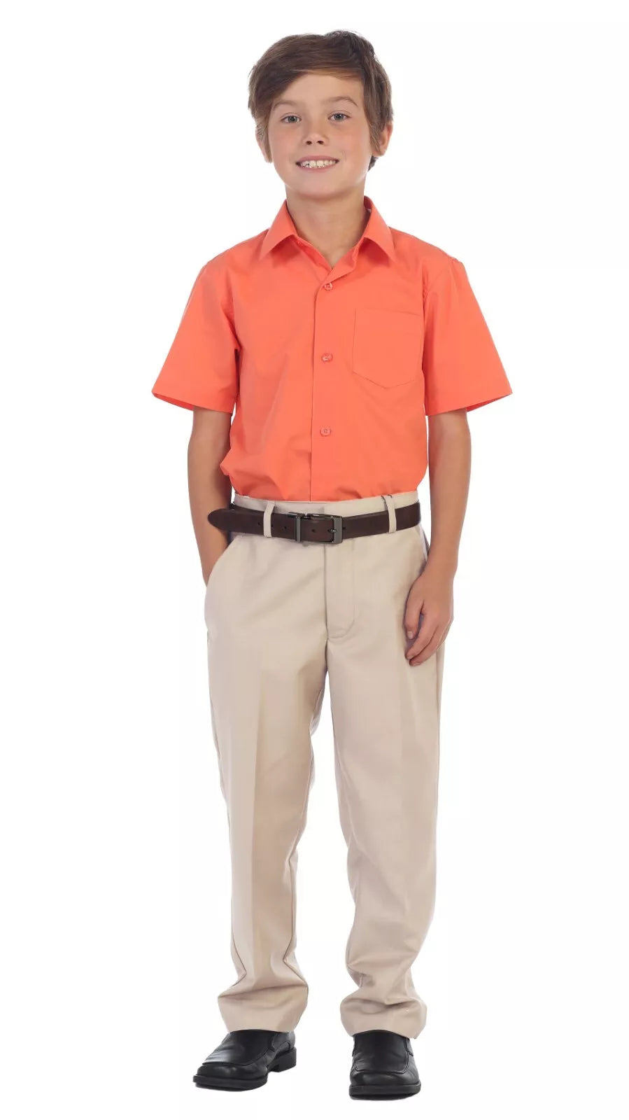 Boys Adjustable Waist Flat Front Dress Pants