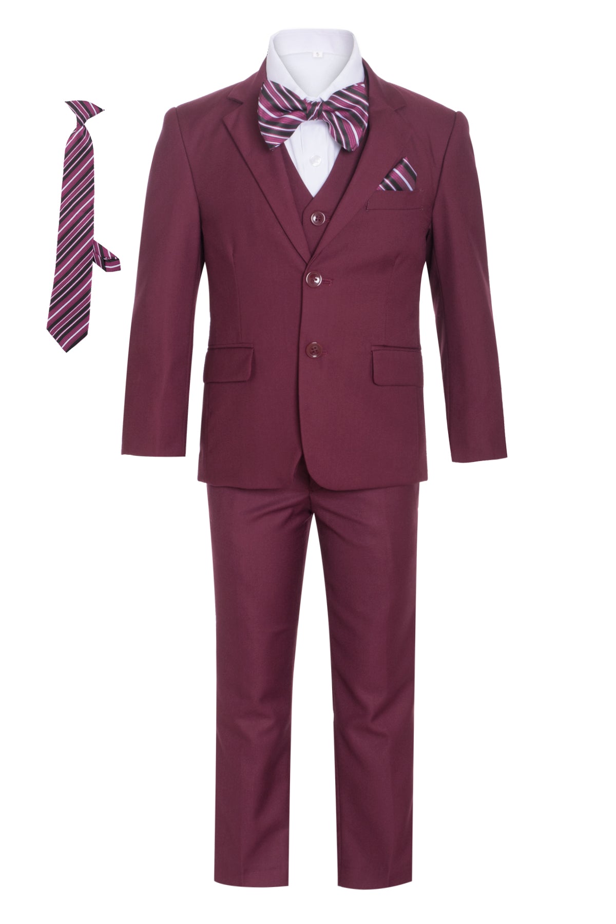 Boys' Slim Fit Seven Pieces Set Tie, Bow Tie, Pocket Squarer Size 7-18 MG-ST1