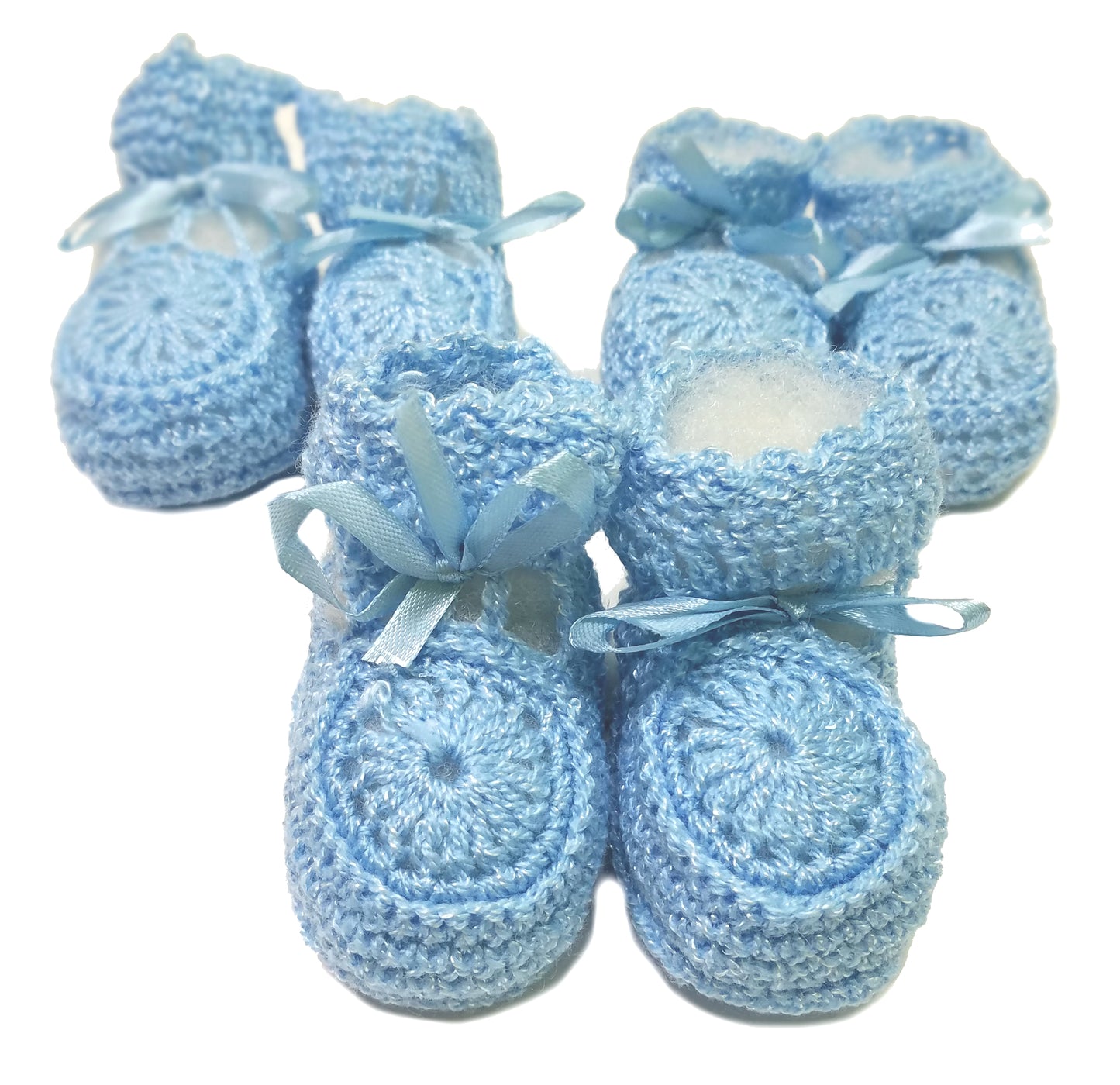 Wholesale Crochet Booties Ribbon White, Pink. Yellow, Red And Mixed Pack Of 12