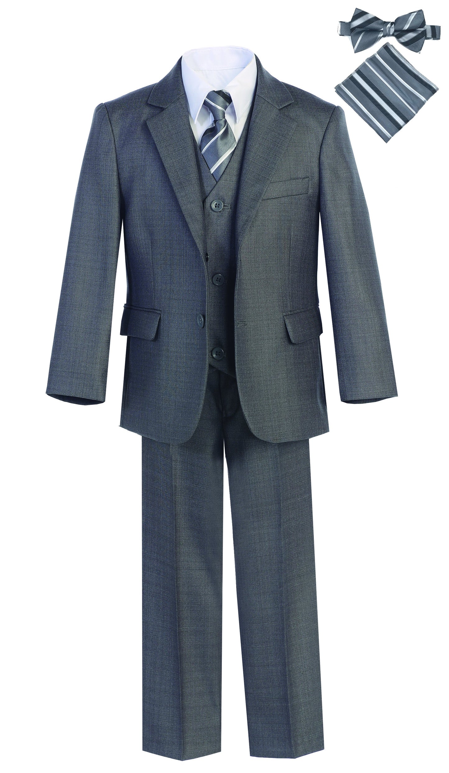 Boys' Slim Fit Seven Pieces Set Tie, Bow Tie, Pocket Squarer Size 7-18 MG-ST1