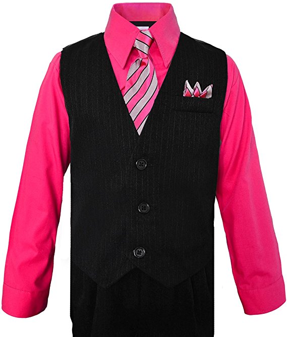 Boys Vest Suit Shirt Tie Pants Pinstripe Size 5-7 RFL-1688