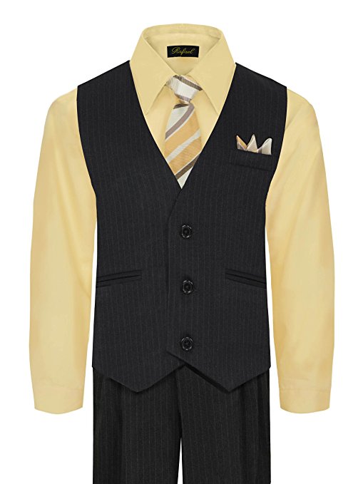 Boys Vest Suit Shirt Tie Pants Pinstripe Size 16-20 RFL-1688
