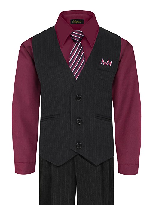 Boys Vest Suit Shirt Tie Pants Pinstripe Size 2T-4T  RFL-1688