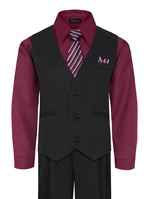 Boys Vest Suit Shirt Tie Pants Pinstripe Size 5-7 RFL-1688