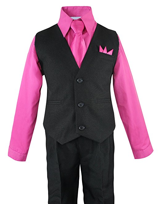 Boys Vest Suit Shirt Tie Pants Solid Size 16-20 RFL-1288