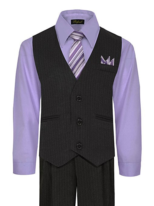 Boys Vest Suit Shirt Tie Pants Pinstripe Size 5-7 RFL-1688