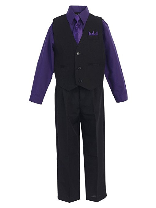 Boys Vest Suit Shirt Tie Pants Solid Size 2T-4T RFL-1288