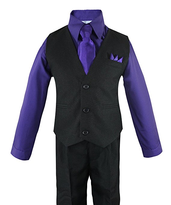 Boys Vest Suit Shirt Tie Pants Solid Size 16-20 RFL-1288