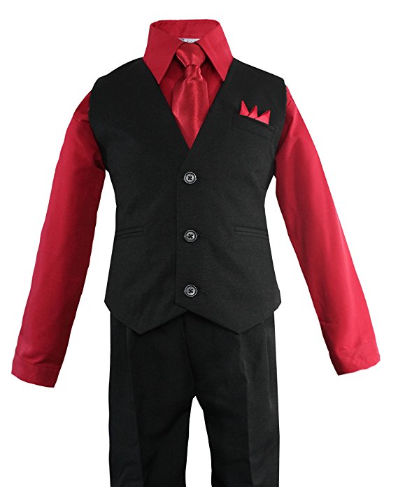 Boys Vest Suit Shirt Tie Pants Solid Size 16-20 RFL-1288