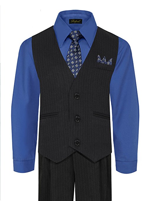 Boys Vest Suit Shirt Tie Pants Pinstripe Size 5-7 RFL-1688
