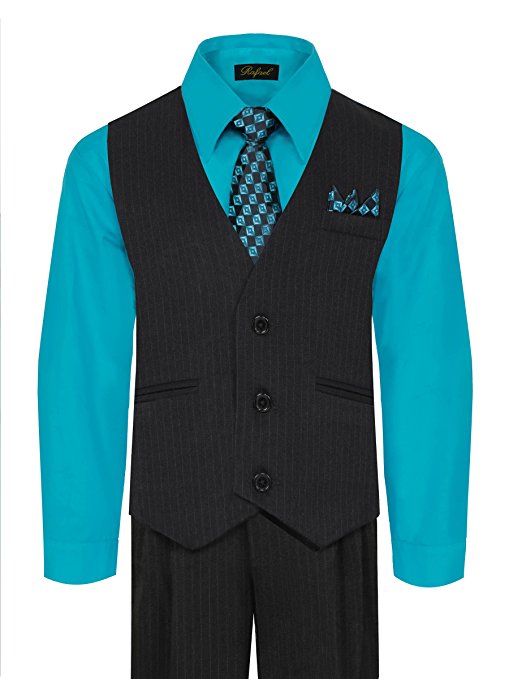 Boys Vest Suit Shirt Tie Pants Pinstripe Size 5-7 RFL-1688