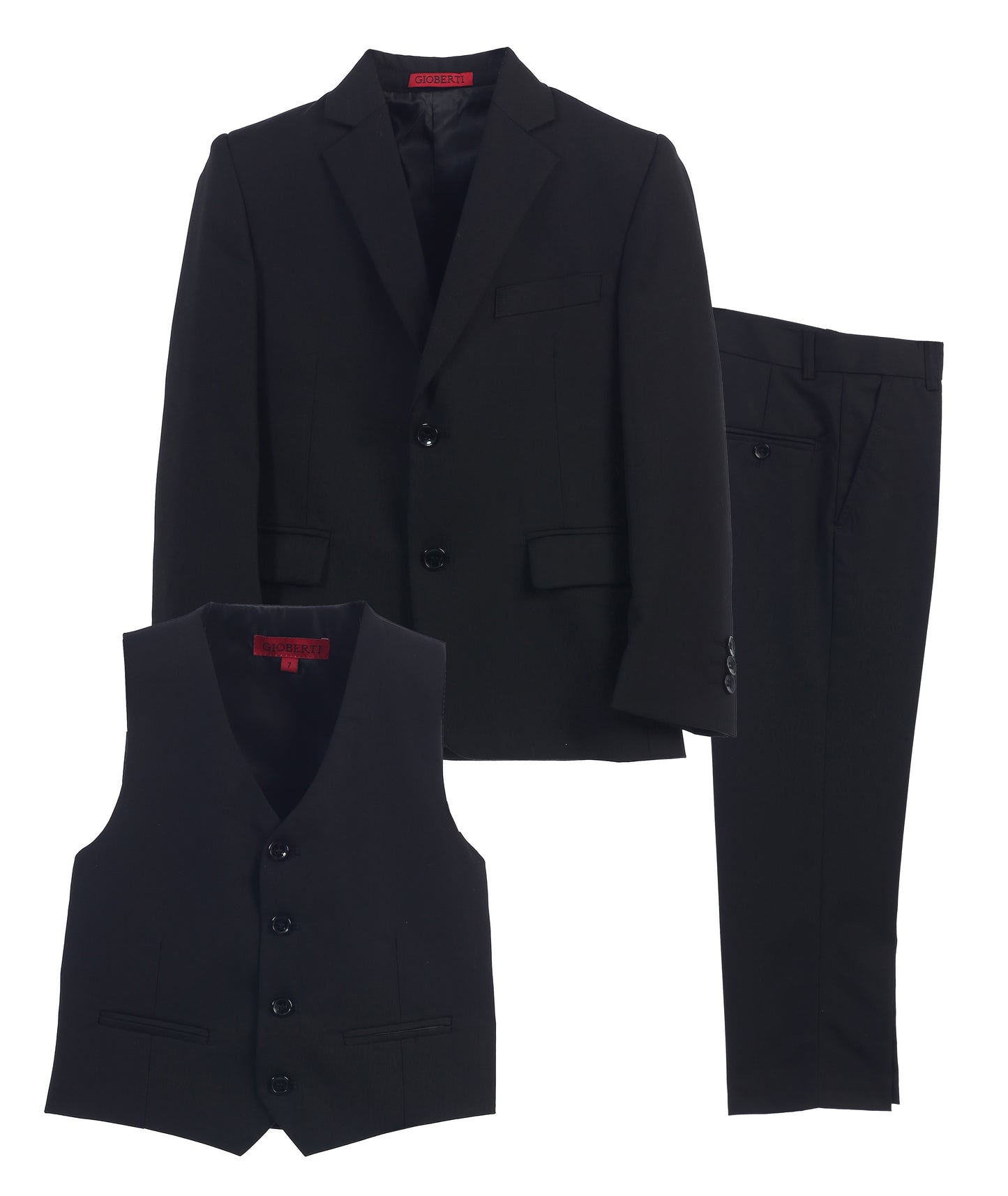 Boys Formal 3 Piece Suit Set with Jacket, Vest and Pants -GB-3BSV