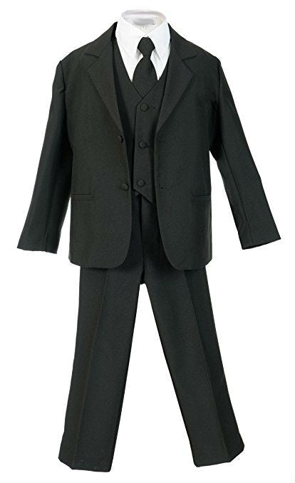 Boys Suit 5-Piece Solid Set With Shirt And Vest 100% Polyester Size 8-20 RFL-BY-013