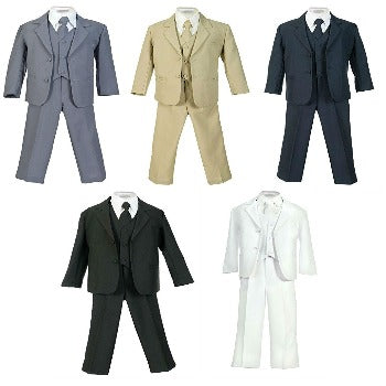 Boys Suit 5-Piece Solid Set With Shirt And Vest 100% Polyester Size 8-20 RFL-BY-013