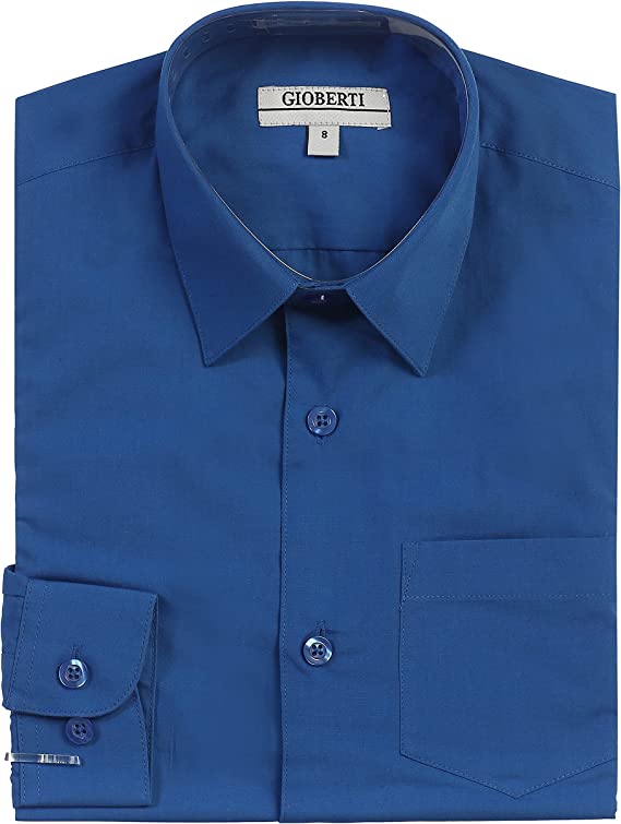Boy's Long Sleeve Solid Dress Shirt Toddler SIze 4 5 6 DS-45