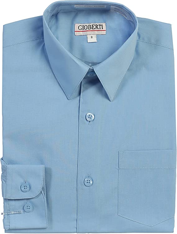 Boy's Long Sleeve Solid Dress Shirt Toddler SIze 4 5 6 DS-45