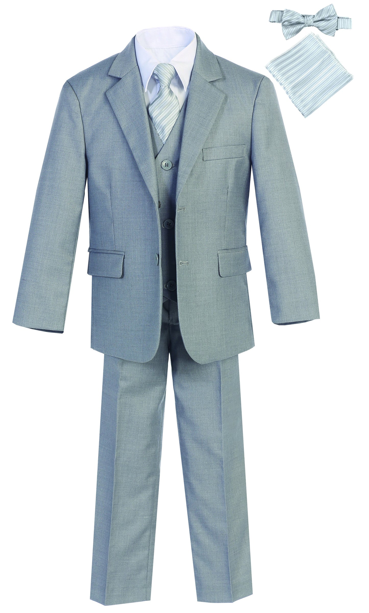 Boys' Slim Fit Seven Pieces Set Tie, Bow Tie, Pocket Squarer Size 7-18 MG-ST1