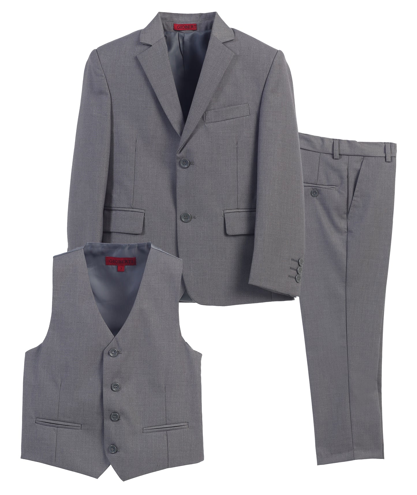 Boys Formal 3 Piece Suit Set with Jacket, Vest and Pants -GB-3BSV