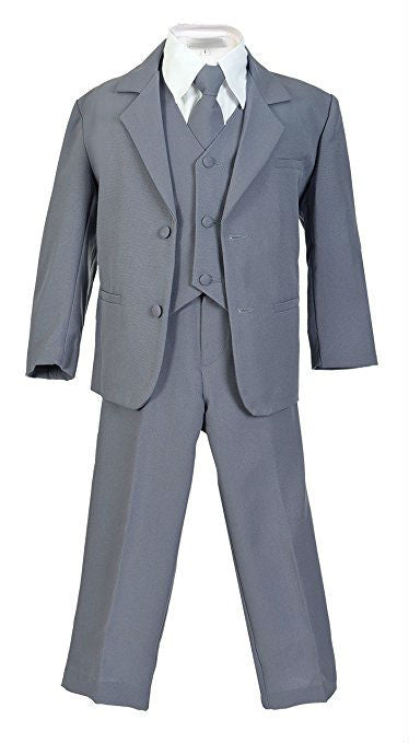 Boys Suit 5-Piece Solid Set With Shirt And Vest 100% Polyester Size 8-20 RFL-BY-013