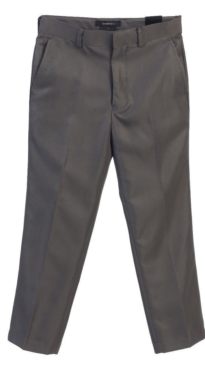 Boys Adjustable Waist Flat Front Dress Pants