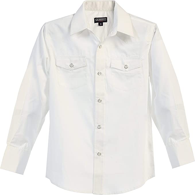 Boy's Casual Western Solid Long Sleeve Shirt with Pearl Snaps GB-LS85W