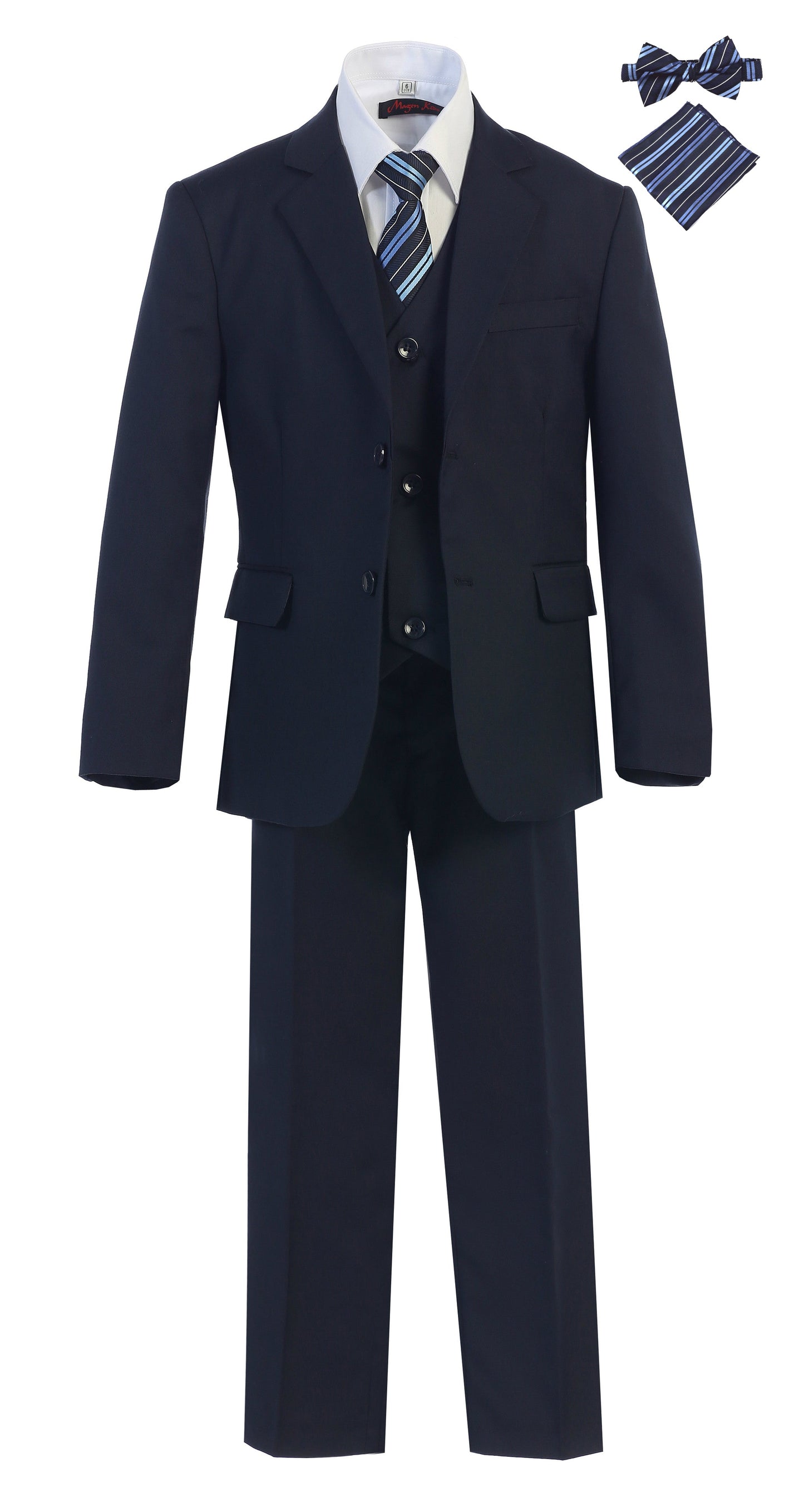 Boys' Slim Fit Seven Pieces Set Tie, Bow Tie, Pocket Squarer Size 7-18 MG-ST1