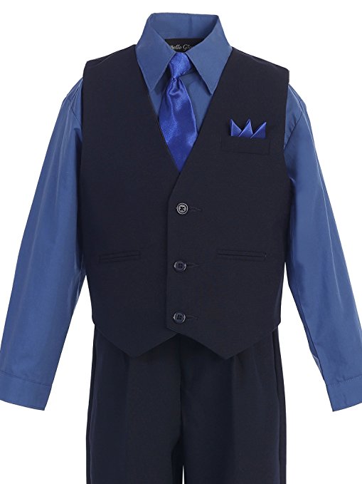 Boys Vest Suit Shirt Tie Pants Solid Size 2T-4T RFL-1288