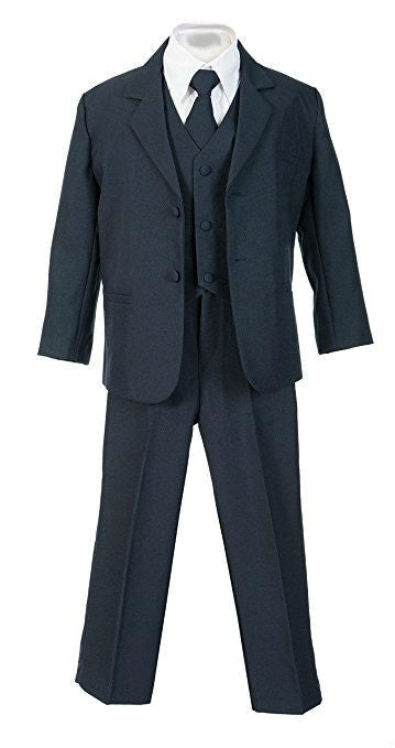 Boys Suit 5-Piece Solid Set With Shirt And Vest 100% Polyester Size 8-20 RFL-BY-013
