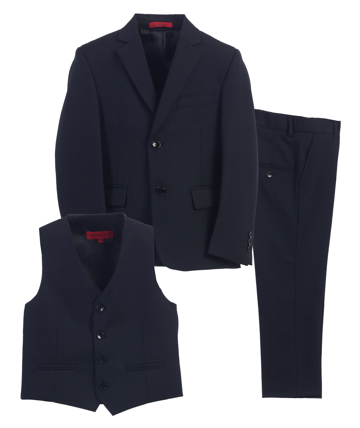 Boys Formal 3 Piece Suit Set with Jacket, Vest and Pants -GB-3BSV