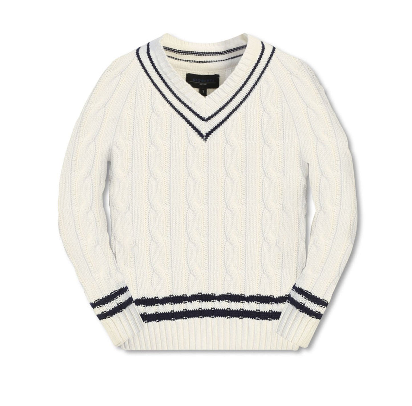 V-Neck Cable Knit Sweater 100% Cotton GB-SW3