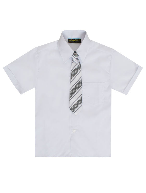 Wholesale Solid Short Sleeve Dress Shirt With Tie Size 8-20 RFL-889