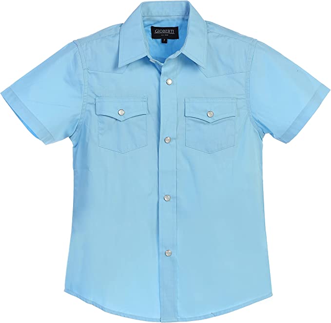 Men's Casual Western Solid Short Sleeve Shirt with Pearl Snaps GB-SS95W