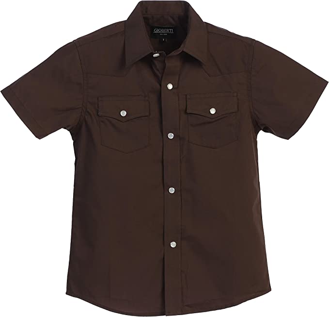 Men's Casual Western Solid Short Sleeve Shirt with Pearl Snaps GB-SS95W