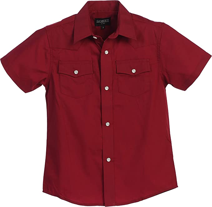Men's Casual Western Solid Short Sleeve Shirt with Pearl Snaps GB-SS95W